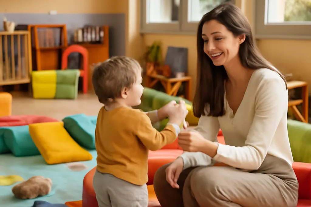 Salle d'activité colorée d'une crèche collective dans le Miey de Béarn avec jeux et mobilier adapté aux jeunes enfants